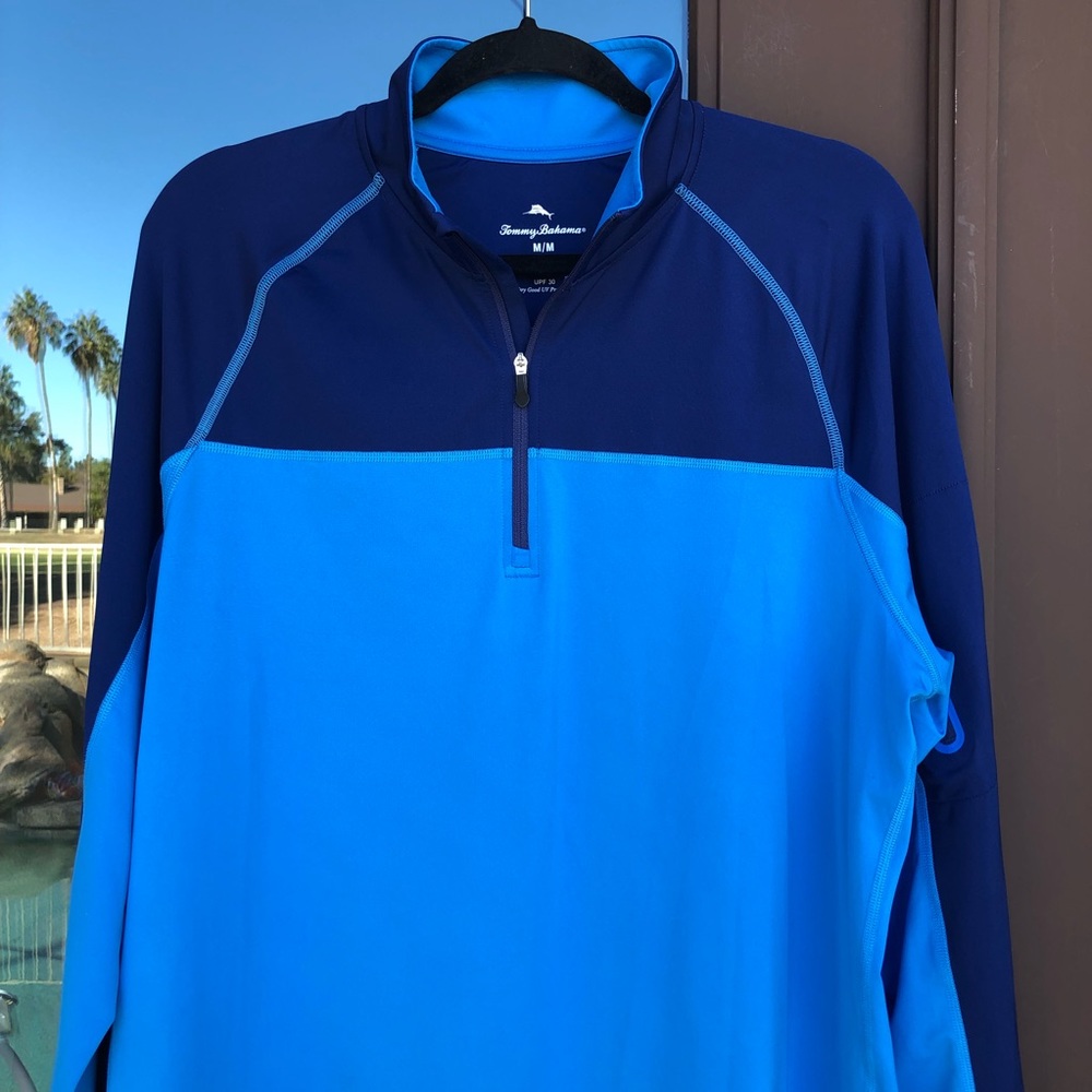 Tommy Bahama Light Blue/Dark Blue 1/4-Zip Lightweight Performance Pullover M